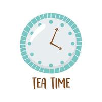 Tee, Uhr Teezeit isoliertes Design vektor
