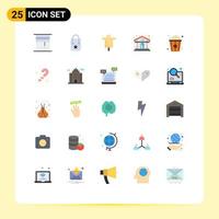 Stock Vector Icon Pack mit 25 Linienzeichen und Symbolen für Popcorn-Theater-Reiseshow-Vogelscheuche editierbare Vektordesign-Elemente