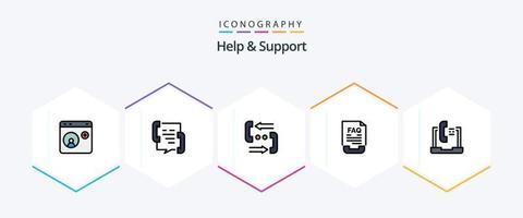 hjälp och Stöd 25 fylld linje ikon packa Inklusive hjälp. kommunikation. hjälp. papper. dokumentera vektor