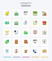 kreatives E-Commerce-Paket mit 25 flachen Symbolen wie Gewicht. Kasten. Diagramm. Laden. Kasse vektor