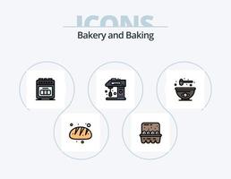 bakning linje fylld ikon packa 5 ikon design. mat. bakning. restaurang. bageri. paj vektor