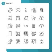 moderner Satz von 25 Linien und Symbolen wie Suche nach ausgehenden App-Gesprächskommunikation editierbare Vektordesign-Elemente vektor