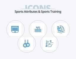 sporter attribut och sporter Träning blå ikon packa 5 ikon design. surfing. vatten. stolpe. simning. sport vektor