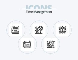 Zeitmanagement-Line-Icon-Pack 5 Icon-Design. Anruf. Benachrichtigung. Zeit. Glocke. Anschauen vektor