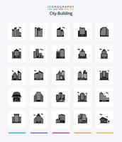 Creative City Building 25 Glyph Solid Black Icon Pack wie Building. Unternehmen. Büro. Gebäude. Regierung vektor