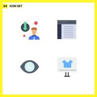 flaches Icon-Paket mit 4 universellen Symbolen für Karriere-Degradierung Augen-Downgrade-Kommunikationssuche editierbare Vektordesign-Elemente vektor