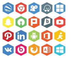 20 social media ikon packa Inklusive takter piller syfte brightkite kontor edin vektor