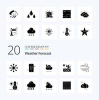 20 festes Glyphen-Symbolpaket für Wetter wie Sonne, Wind, Nacht, Wetter, Wetter vektor