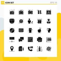 Aktienvektor-Icon-Pack mit 25 Zeilenzeichen und Symbolen für Hygiene, Reinigung, Gewinn, Schönheit, Kunst, editierbare Vektordesign-Elemente vektor