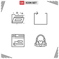 Stock Vector Icon Pack mit 4 Zeilen Zeichen und Symbolen für Dateien Web Pfeil Entwicklung Herzen editierbare Vektordesign-Elemente