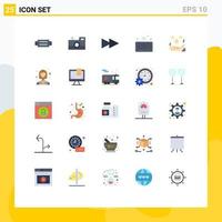 grupp av 25 platt färger tecken och symboler för stjärna hand årgång kamera saker internet redigerbar vektor design element