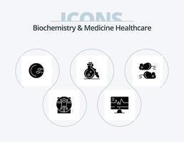 Biochemie und Medizin Healthcare Glyph Icon Pack 5 Icon Design. testng. medizinisch. Prozess. Prüfung. Flasche vektor