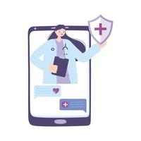 Telemedizin, Smartphone-Beratung für Ärztinnen, Fernbehandlung und Online-Gesundheitsdienste vektor