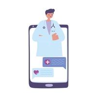 telemedicin, smarttelefonsläkar online-support, behandling och online-vårdtjänster vektor