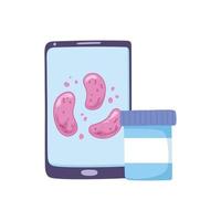 Telemedizin, Smartphone-Virus und Medikamente, medizinische Behandlung und Online-Gesundheitsdienste vektor