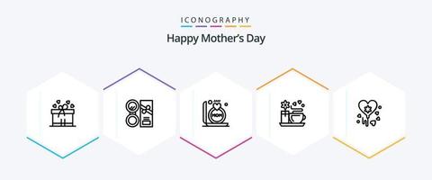 Happy Mothers Day 25-Zeilen-Icon-Pack inklusive Kaffee. machen . Mutter. Geschenk vektor