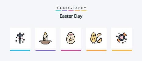 Osterlinie gefüllt 5 Icon Pack inklusive Ostern. Lebensmittel. Bildung. Ei. Feier. kreatives Symboldesign vektor