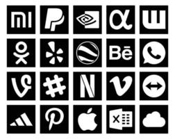 20 Social Media Icon Pack inklusive adidas Video Behance Vimeo Chat vektor