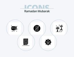 ramadan glyf ikon packa 5 ikon design. sked. Nej. islam. mat. instrument vektor
