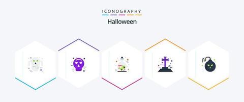 Halloween 25 Flat Icon Pack inklusive Halloween. Halloween. Auge. Friedhof. kreuzen vektor