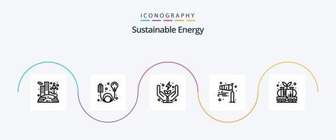 hållbar energi linje 5 ikon packa Inklusive energi. Pol vind. elektricitet. flöde. luft vektor