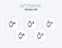 menschliche Linie Icon Pack 5 Icon Design. Karosserie. habe gedacht. Benutzerbild. Idee. Regenschirm vektor