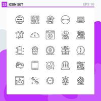 Piktogrammsatz aus 25 einfachen Linien von Computersymbolen Diagramm Überzeugungen Symptom editierbare Vektordesign-Elemente vektor