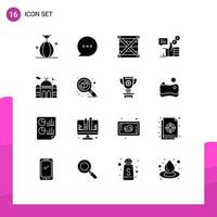 Stock Vector Icon Pack mit 16 Zeilenzeichen und Symbolen für Twitter wie Box Social Programming editierbare Vektordesign-Elemente