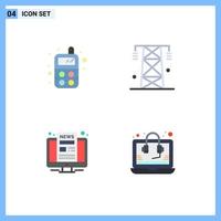 4 flaches Icon-Pack der Benutzeroberfläche mit modernen Zeichen und Symbolen des Babyphone-Strom-Bildschirms, editierbare Vektordesign-Elemente vektor