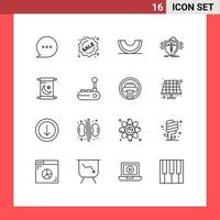 Stock Vector Icon Pack mit 16 Zeilenzeichen und Symbolen für Ramadan-Schutz Lebensmittel Krankenversicherung editierbare Vektordesign-Elemente