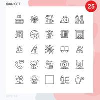 uppsättning av 25 modern ui ikoner symboler tecken för rengöringsmedel fordon diet transport cykel redigerbar vektor design element
