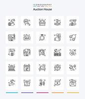 Creative Auction 25 Outline Icon Pack wie Gerechtigkeit. Rechtsanwalt. Gebot. Handgelenk. Uhr vektor