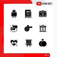 9 kreative Symbole, moderne Zeichen und Symbole von editierbaren Vektordesign-Elementen für Sportbotschaften, Notizbücher, Postinvestitionen vektor