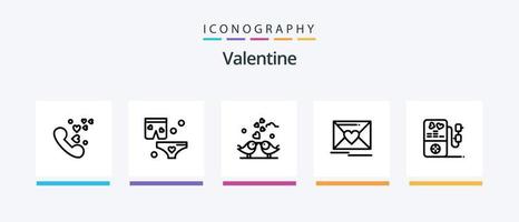 Valentine Line 5 Icon Pack inklusive Liebe. Hochzeit. Telefon. Herz. Zeichen. kreatives Symboldesign vektor