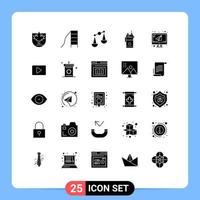 Stock Vector Icon Pack mit 25 Zeilenzeichen und Symbolen für E-Mail-Camping-Balance-Radio-Talkie editierbare Vektordesign-Elemente