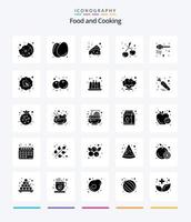 Creative Food 25 Glyph Solid Black Icon Pack wie Diät. Honiglöffel. Lebensmittel. Honig. Lebensmittel vektor