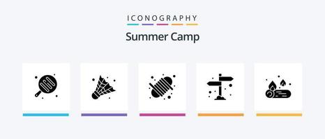 Summer Camp Glyph 5 Icon Pack inklusive . Camping. Seil. Lager. Richtung. kreatives Symboldesign vektor