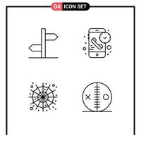 uppsättning av 4 modern ui ikoner symboler tecken för riktning halloween tecken telefon Spindel webb redigerbar vektor design element