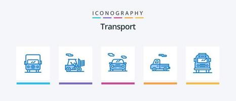 transport blå 5 ikon packa Inklusive . skola. bil. buss. transport. kreativ ikoner design vektor