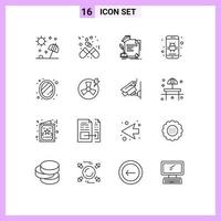 Gruppe von 16 skizziert Zeichen und Symbole für App-Android-Liebesvereinbarungsbildung editierbare Vektordesign-Elemente vektor