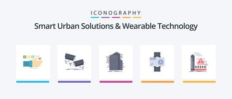 smart urban lösningar och wearable teknologi platt 5 ikon packa Inklusive digital. kamera. övervakning. internet. smart stad. kreativ ikoner design vektor