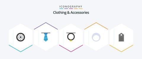Kläder och Tillbehör 25 platt ikon packa Inklusive märka. Kläder. mode. kläder. mode vektor
