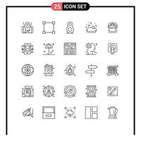 Line-Pack mit 25 universellen Symbolen für den Schutz von Kopfbedeckungen im Supermarkt editierbare Vektordesign-Elemente vektor