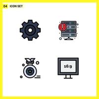 Stock Vector Icon Pack mit 4 Zeilenzeichen und Symbolen zum Erstellen von Award-Abzeichen-Crash-Service-Seitenverhältnis editierbare Vektordesign-Elemente