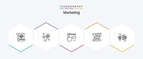 marknadsföring 25 linje ikon packa Inklusive befordran. e-post meddelande. redskap filtrera. utskick. e-post vektor