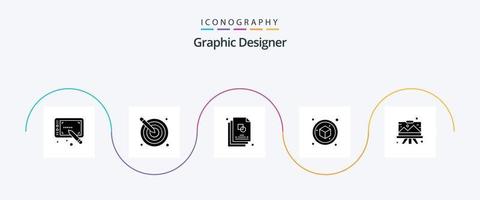 Grafikdesigner Glyph 5 Icon Pack inklusive Zeichnung. Objekt. skizzieren. Würfel. d vektor