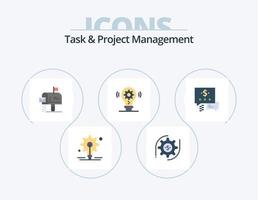 Aufgaben- und Projektmanagement Flat Icon Pack 5 Icon Design. Dollar. Plaudern. Post. Einstellung. Idee vektor