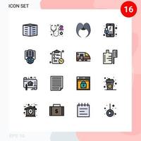 16 universell platt Färg fylld linje tecken symboler av värd mobil vård låsa manlig redigerbar kreativ vektor design element