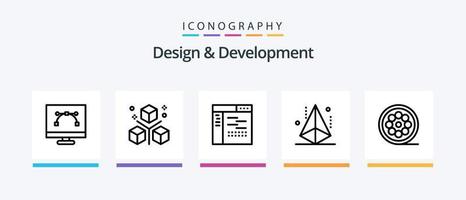 Design- und Entwicklungslinie 5 Icon Pack inklusive Bild. Design. gestalten. Kodierung. Objekte. kreatives Symboldesign vektor