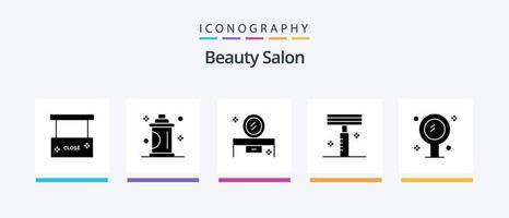 Schönheitssalon Glyphe 5 Icon Pack inklusive Salon. Kosmetik. sprühen. Schönheit. Lowboy-Tisch. kreatives Symboldesign vektor